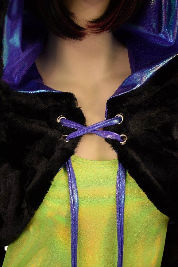 Black Balloon Sleeve Kitty Ear Minky Shrug - Coquetry Clothing