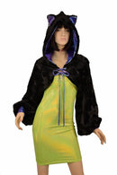Black Balloon Sleeve Kitty Ear Minky Shrug - Coquetry Clothing