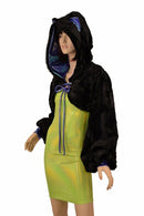 Black Balloon Sleeve Kitty Ear Minky Shrug - Coquetry Clothing