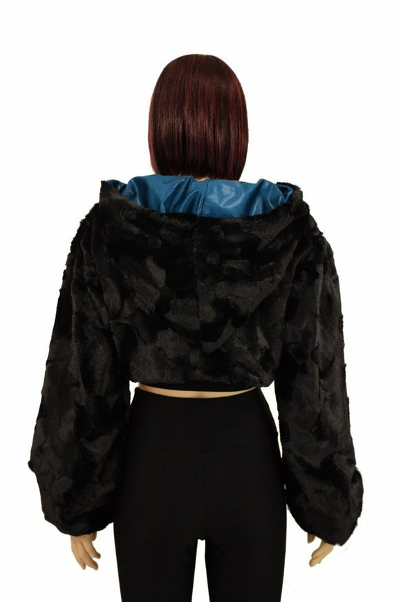 Black Balloon Sleeve Minky Shrug - Coquetry Clothing