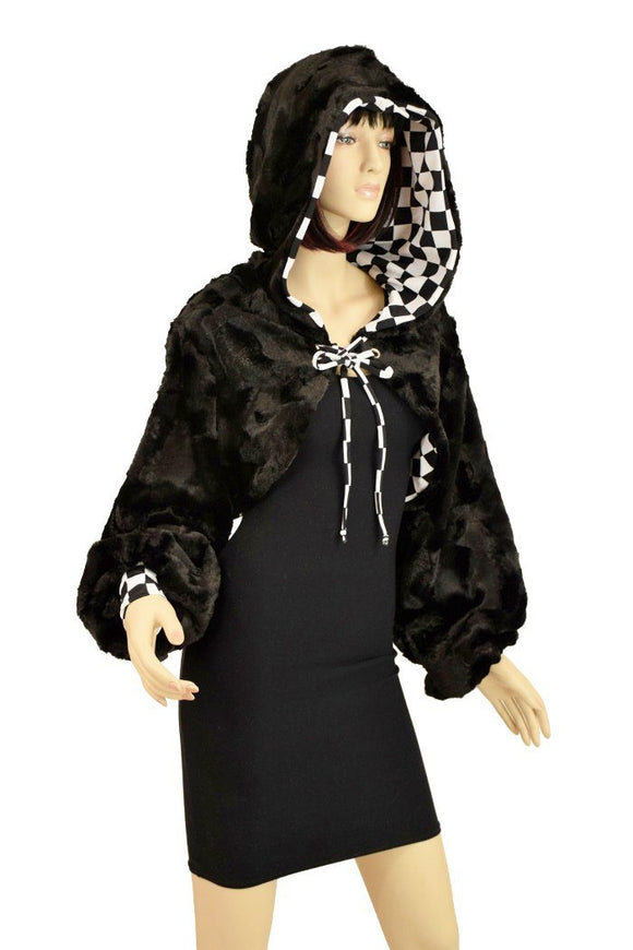 Black Balloon Sleeve Minky Shrug - Coquetry Clothing