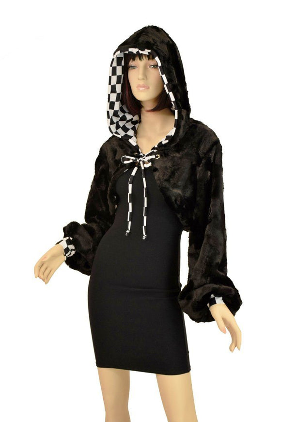 Black Balloon Sleeve Minky Shrug - Coquetry Clothing