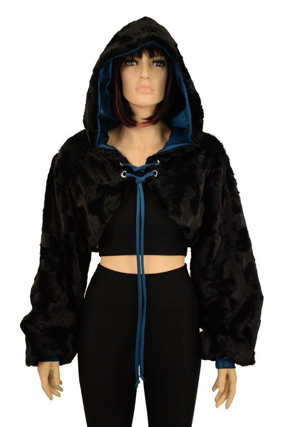 Black Balloon Sleeve Minky Shrug - Coquetry Clothing