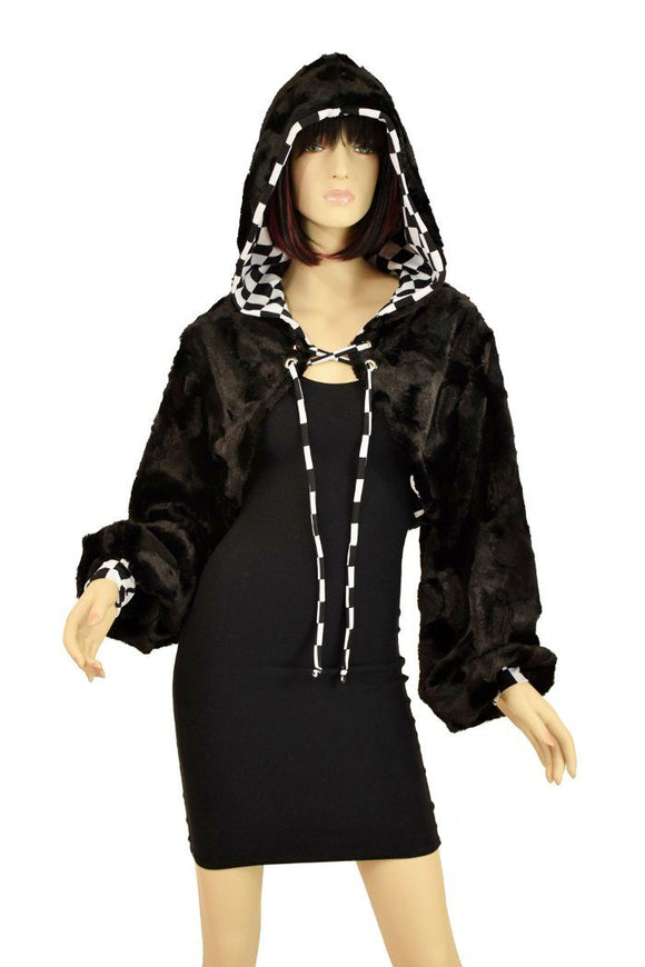 Black Balloon Sleeve Minky Shrug - Coquetry Clothing