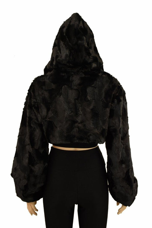 Black Balloon Sleeve Minky Shrug - Coquetry Clothing