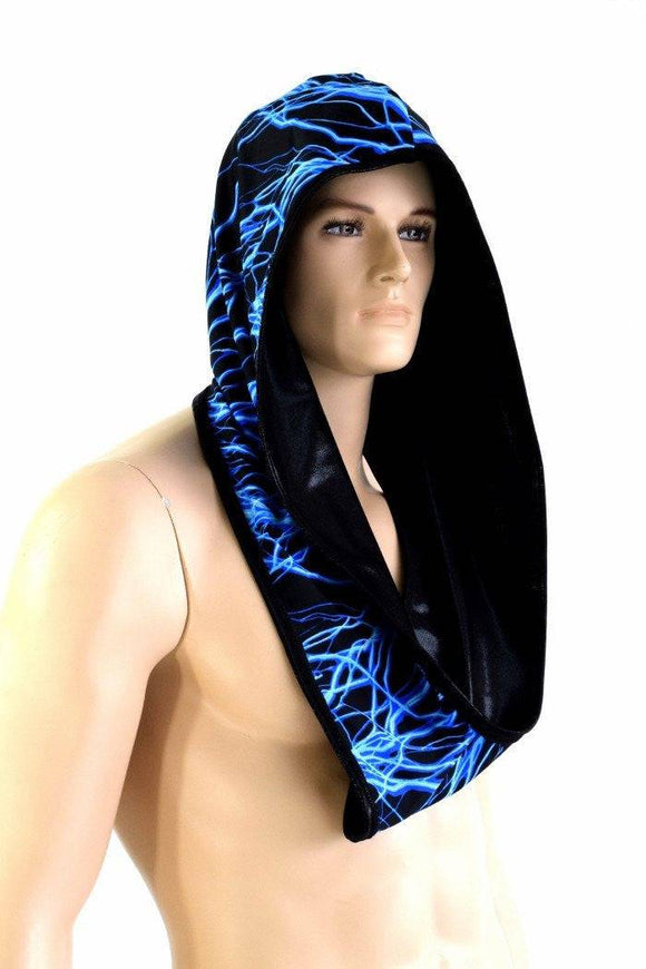 Black & Blue Lightning Reversible Infinity Festival Hood - Coquetry Clothing