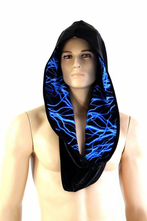 Black & Blue Lightning Reversible Infinity Festival Hood - Coquetry Clothing