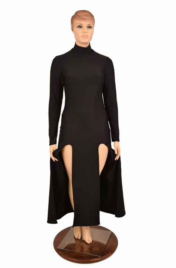 Black Double Slit Gown - Coquetry Clothing