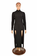 Black Double Slit Gown - Coquetry Clothing