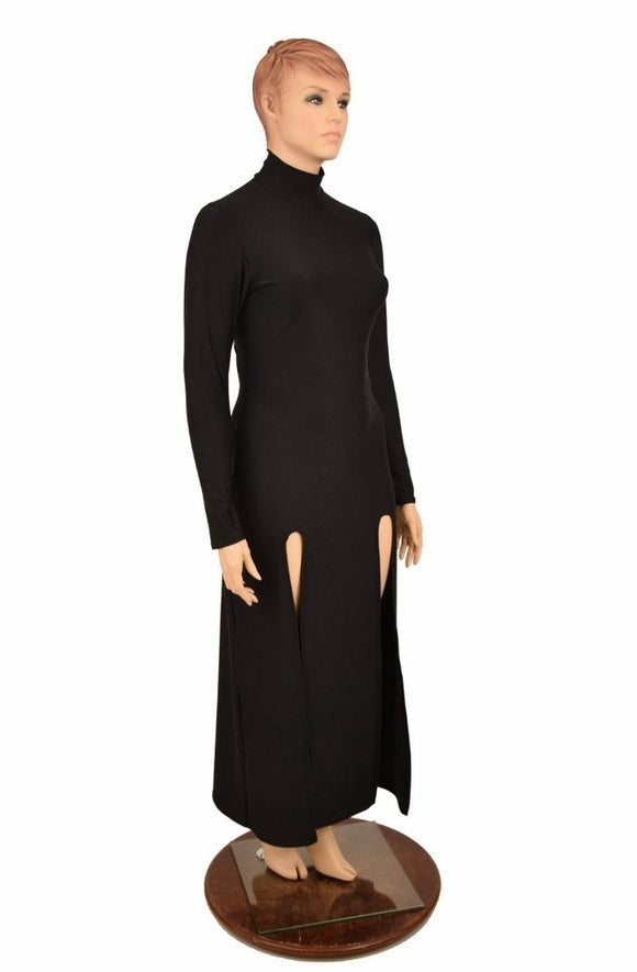 Black Double Slit Gown - Coquetry Clothing