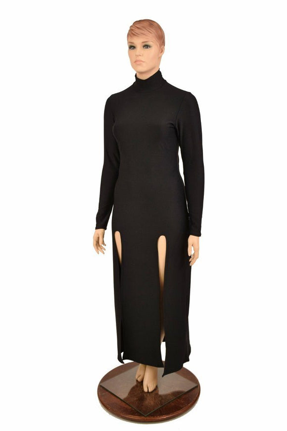 Black Double Slit Gown - Coquetry Clothing