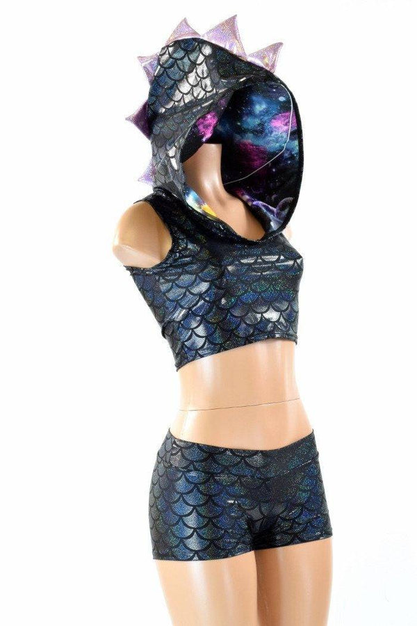 Black Dragon Crop & Lowrise Shorts Set - 2