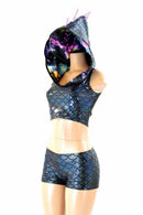 Black Dragon Crop & Lowrise Shorts Set - Coquetry Clothing