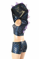 Black Dragon Crop & Lowrise Shorts Set - Coquetry Clothing