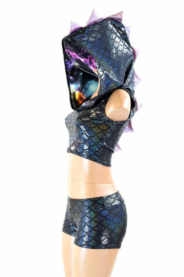 Black Dragon Crop & Lowrise Shorts Set - Coquetry Clothing