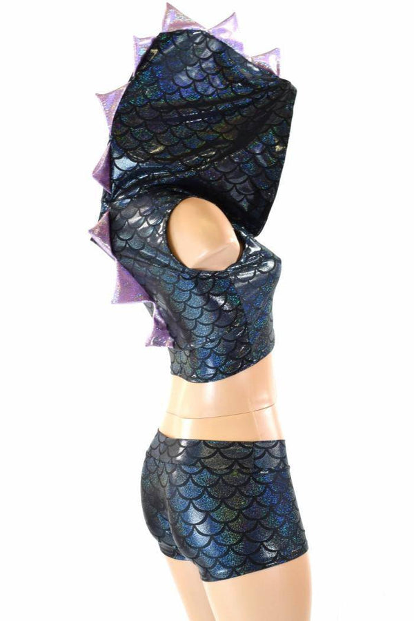 Black Dragon Crop & Lowrise Shorts Set - 5