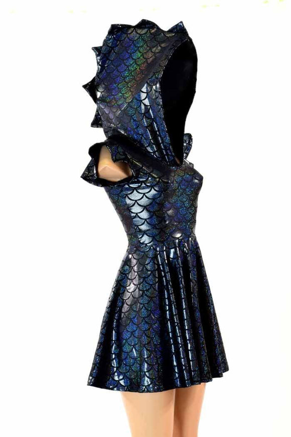 Black Dragon Flip Sleeve Skater Dress - Coquetry Clothing