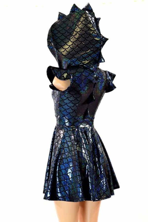 Black Dragon Flip Sleeve Skater Dress - 2