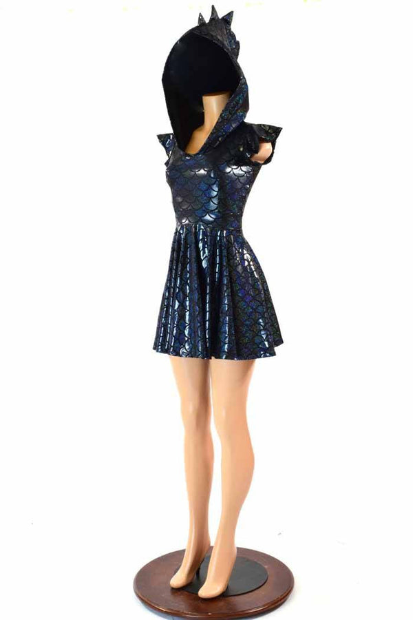 Black Dragon Flip Sleeve Skater Dress - 4
