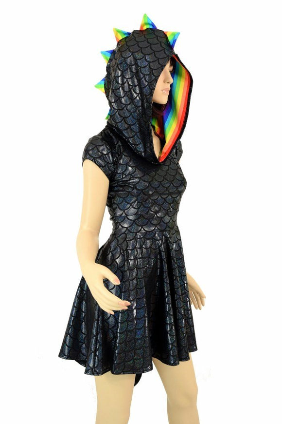Black Dragon Hoodie Skater Dress - Coquetry Clothing
