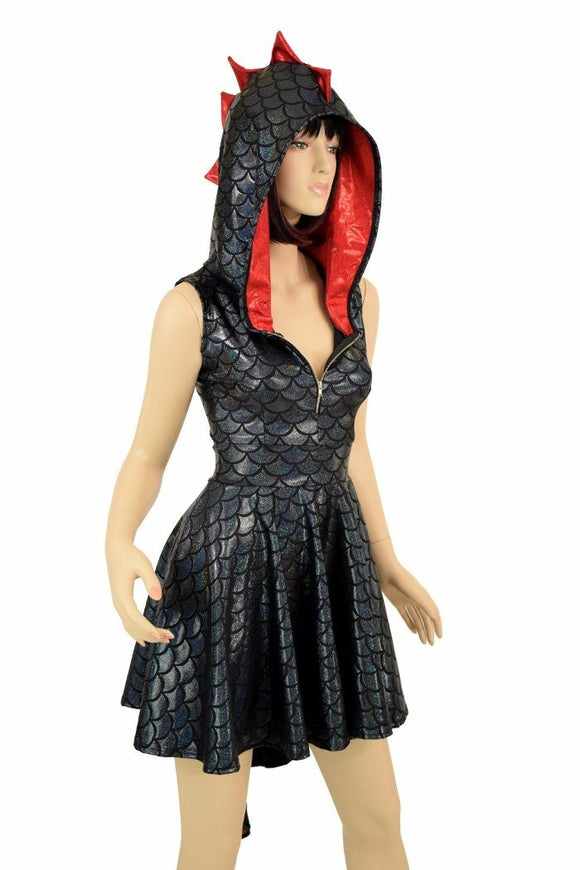 Black Dragon Hoodie Skater Dress - Coquetry Clothing