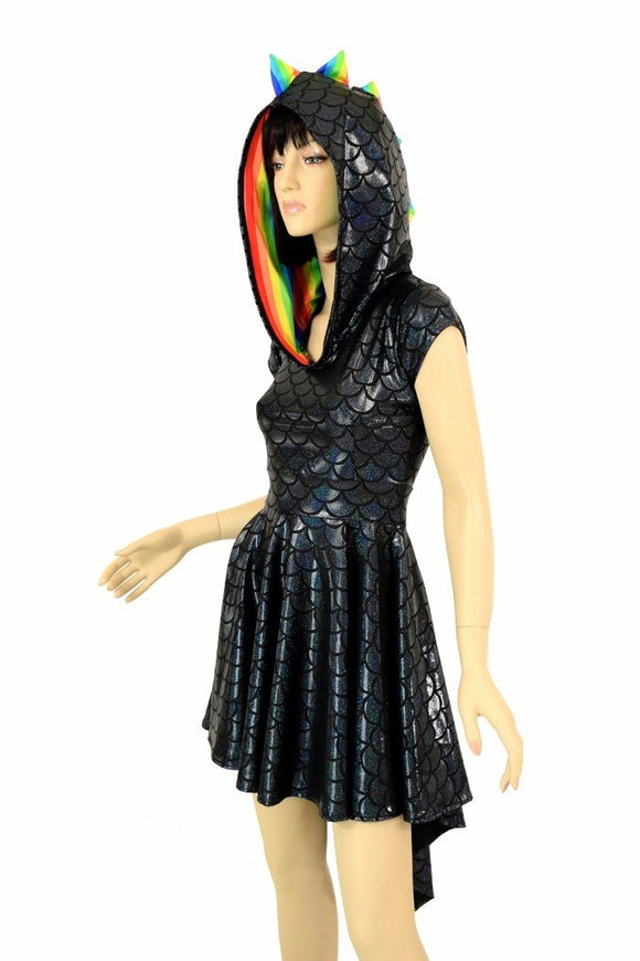 Black Dragon Hoodie Skater Dress - Coquetry Clothing