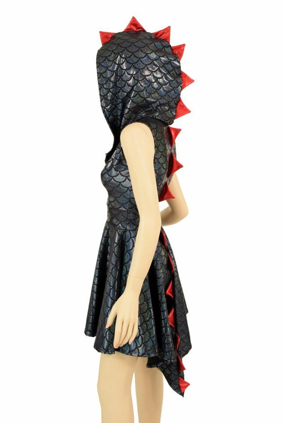 Black Dragon Hoodie Skater Dress - Coquetry Clothing