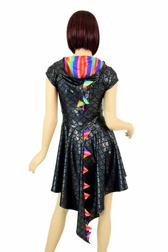 Black Dragon Hoodie Skater Dress - Coquetry Clothing