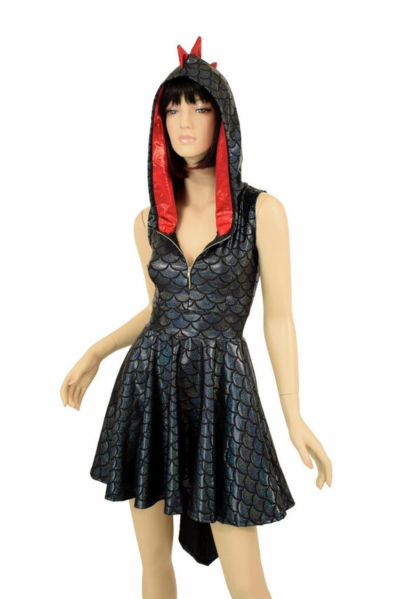 Black Dragon Hoodie Skater Dress - Coquetry Clothing