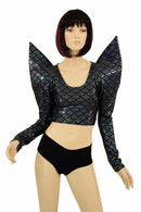 Black Dragon Mega Sharp Shoulder Crop - Coquetry Clothing