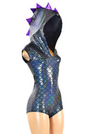 Black Dragon Romper with Purple Spikes - Coquetry Clothing