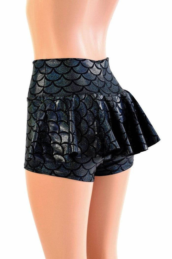 Black Dragon Ruffle Rump Shorts - Coquetry Clothing