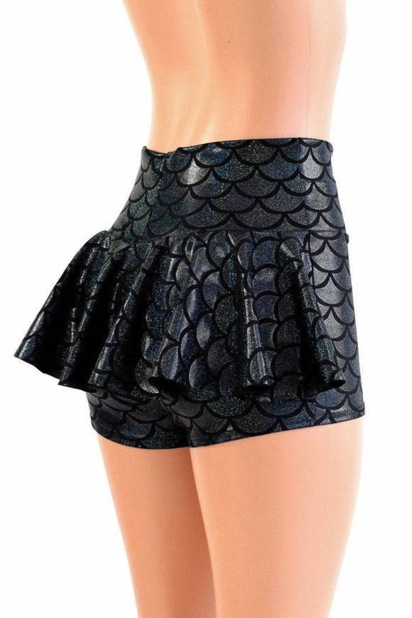 Black Dragon Ruffle Rump Shorts - Coquetry Clothing