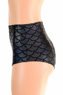 Black Dragon Scale High Waist Siren Shorts - Coquetry Clothing