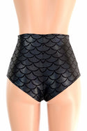 Black Dragon Scale High Waist Siren Shorts - 3