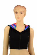 Black Dragon Zipper Front Crop Top - Coquetry Clothing