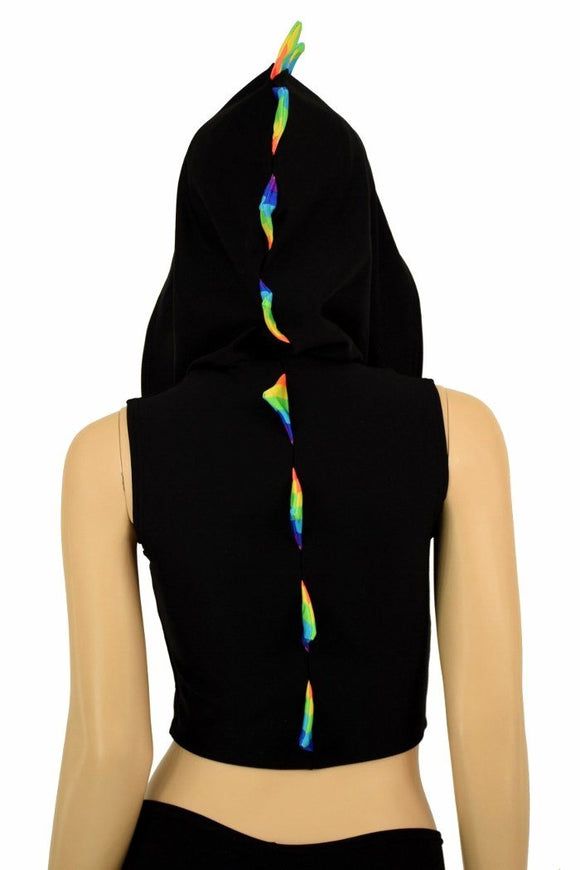 Black Dragon Zipper Front Crop Top - Coquetry Clothing