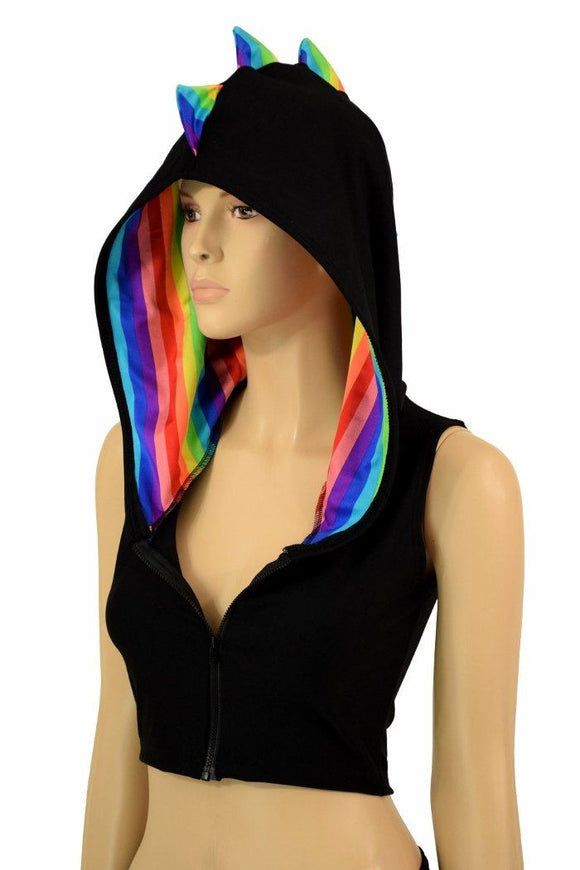 Black Dragon Zipper Front Crop Top - Coquetry Clothing