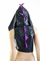 Black Dragon Zipper Front Crop Top - Coquetry Clothing