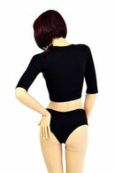 Black Half Sleeve Crop Top - Coquetry Clothing