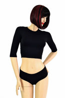 Black Half Sleeve Crop Top - Coquetry Clothing