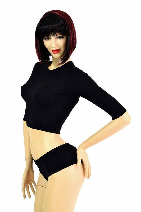 Black Half Sleeve Crop Top - Coquetry Clothing