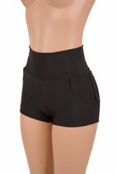 Black High Waist Shorts with Pockets - Coquetry Clothing