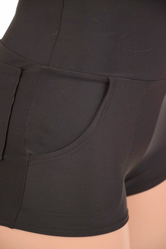 Black High Waist Shorts with Pockets - Coquetry Clothing