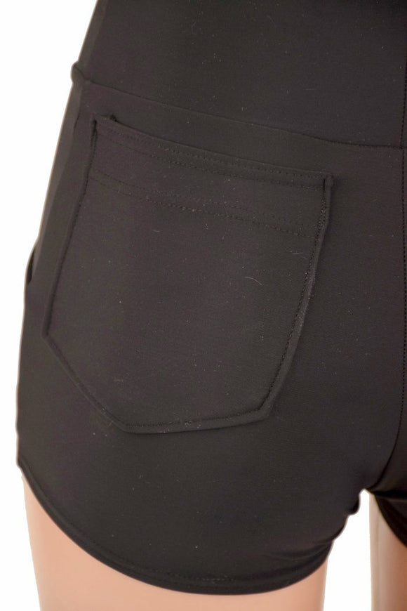 Black High Waist Shorts with Pockets - Coquetry Clothing