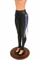 Black Holo Lace Up Leggings - Coquetry Clothing