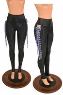 Black Holo Lace Up Leggings - Coquetry Clothing