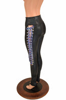 Black Holo Lace Up Leggings - Coquetry Clothing