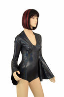 Black Holo Trumpet Sleeve Romper - Coquetry Clothing