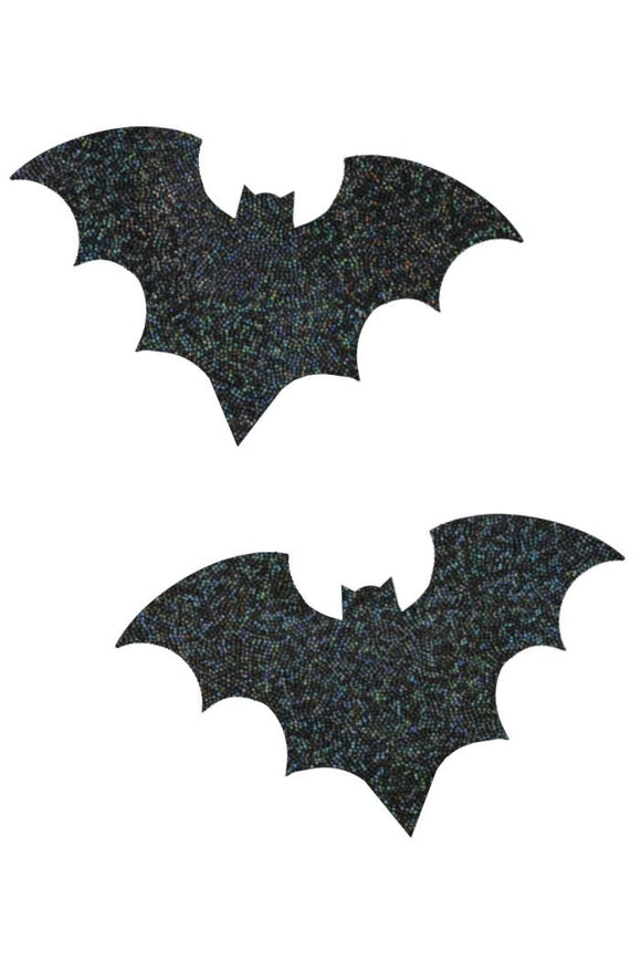 Black Holographic Bat Pasties - Coquetry Clothing